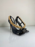 Giuseppe Zanotti black gold chain heels