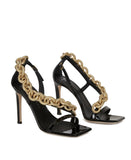 Giuseppe Zanotti black gold chain heels